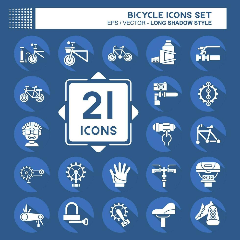 Icon Set Bicycle related to Hobby symbol. long shadow style. simple design editable. simple illustration vector