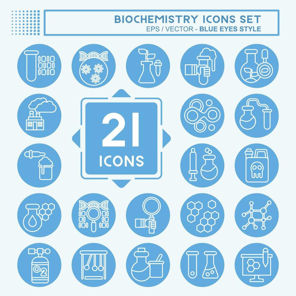 Icon Set Biochemistry. related to Chemistry symbol. blue eyes style. simple design editable. simple illustration vector