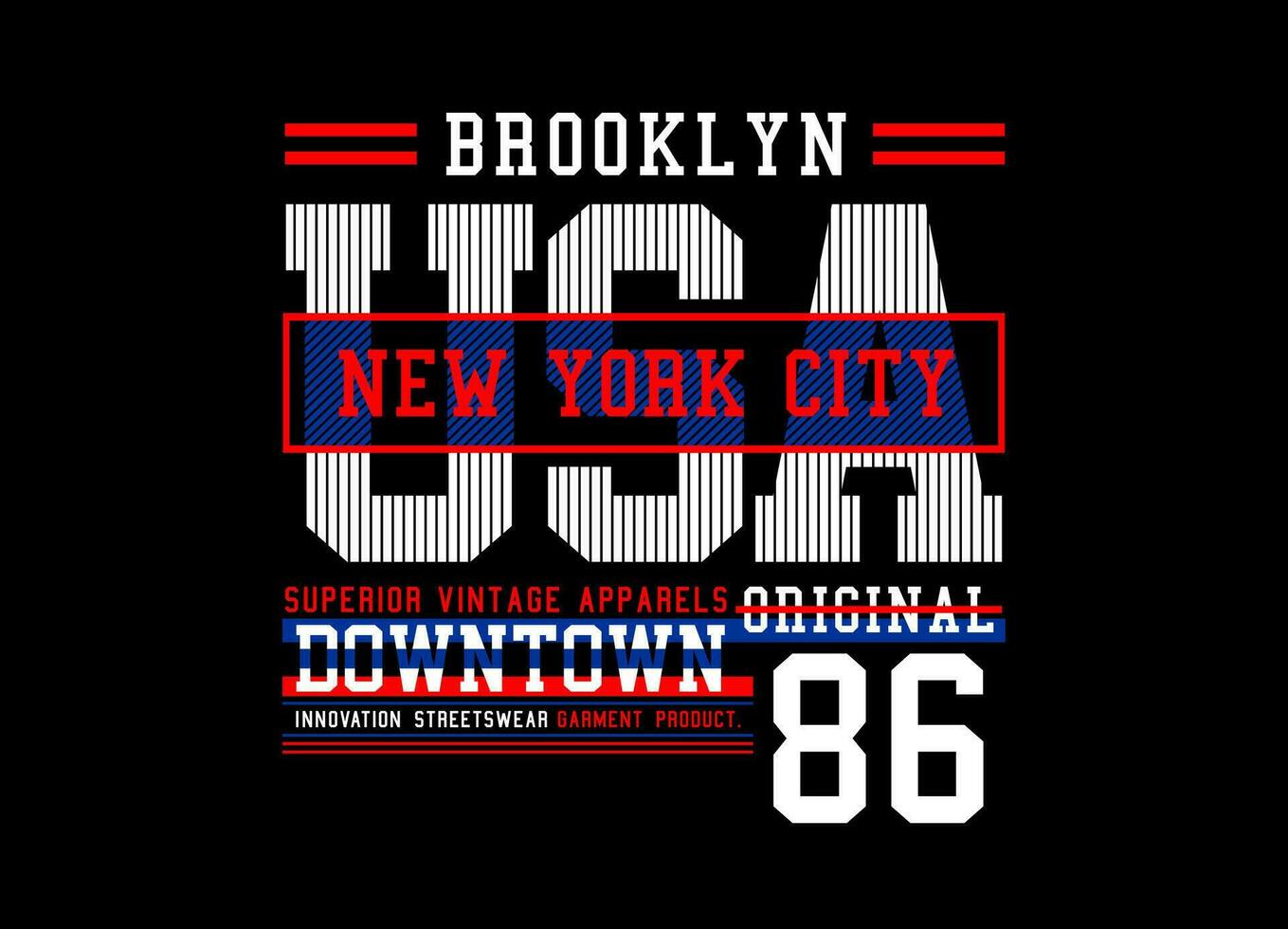 USA Brooklyn typography desig, for print on t shirts etc. vector