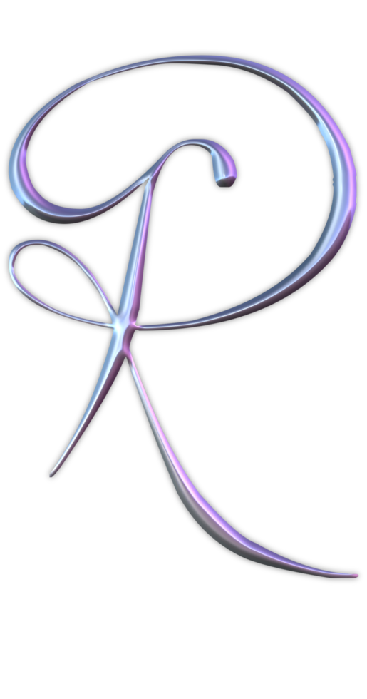 Iridescent curly alphabet png