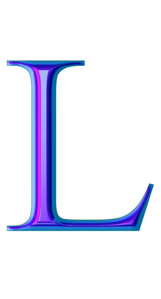 Blue iridescent alphabet png