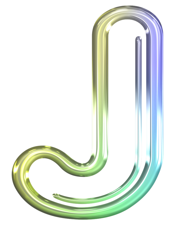 Glossy gradient neon alphabet png