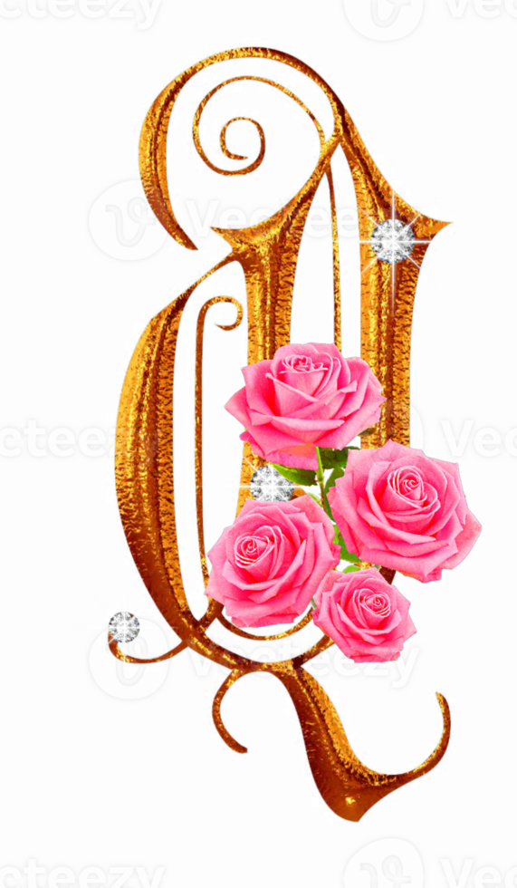 Golden roses diamond alphabet png