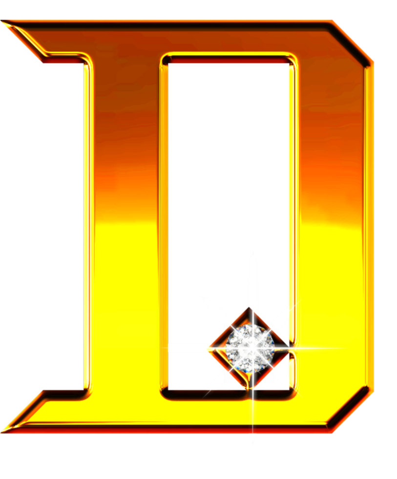 Golden gradient jewel alphabet png