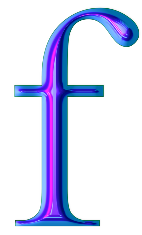 Blue iridescent alphabet png