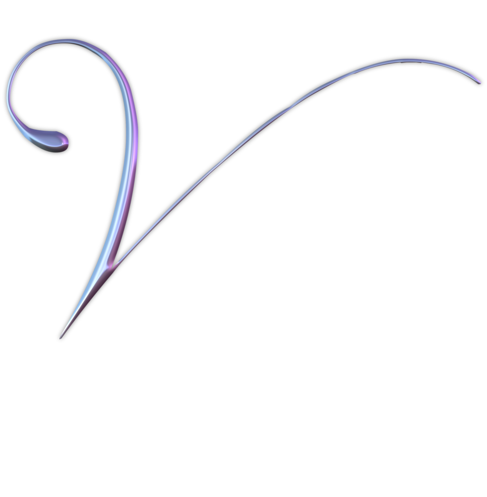 Iridescent curly alphabet png