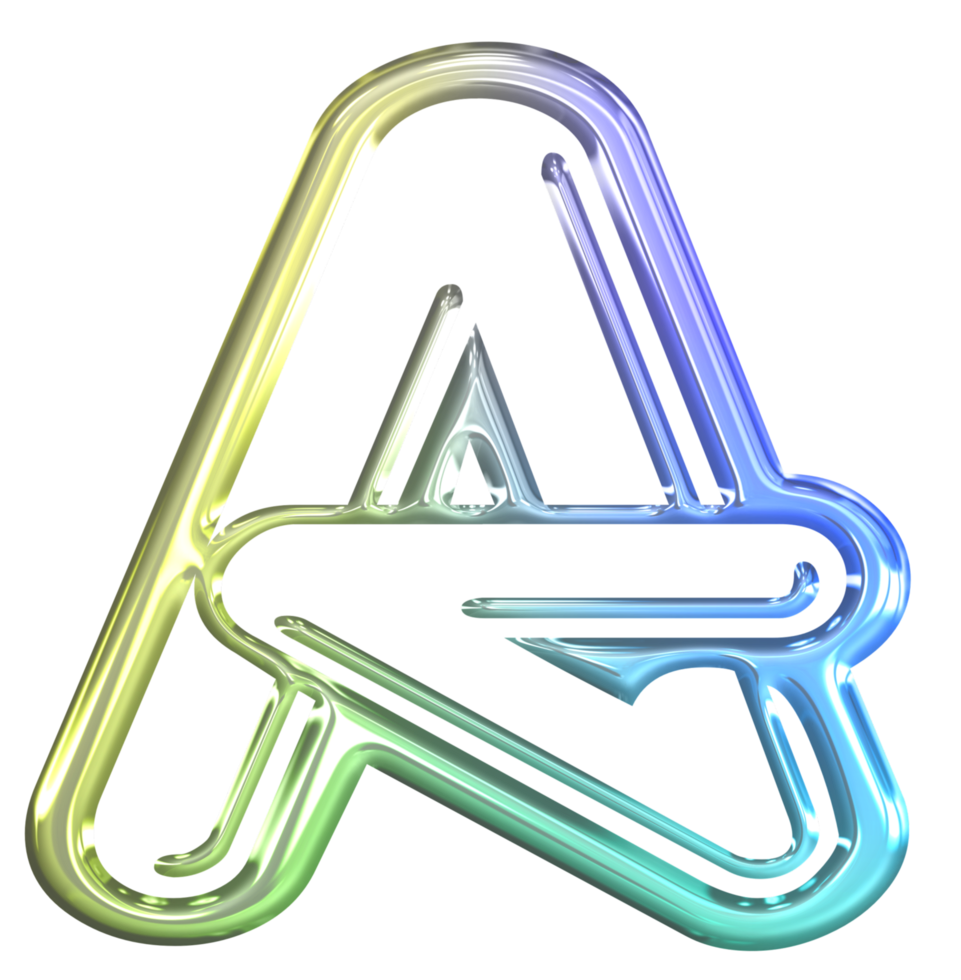Glossy gradient neon alphabet png