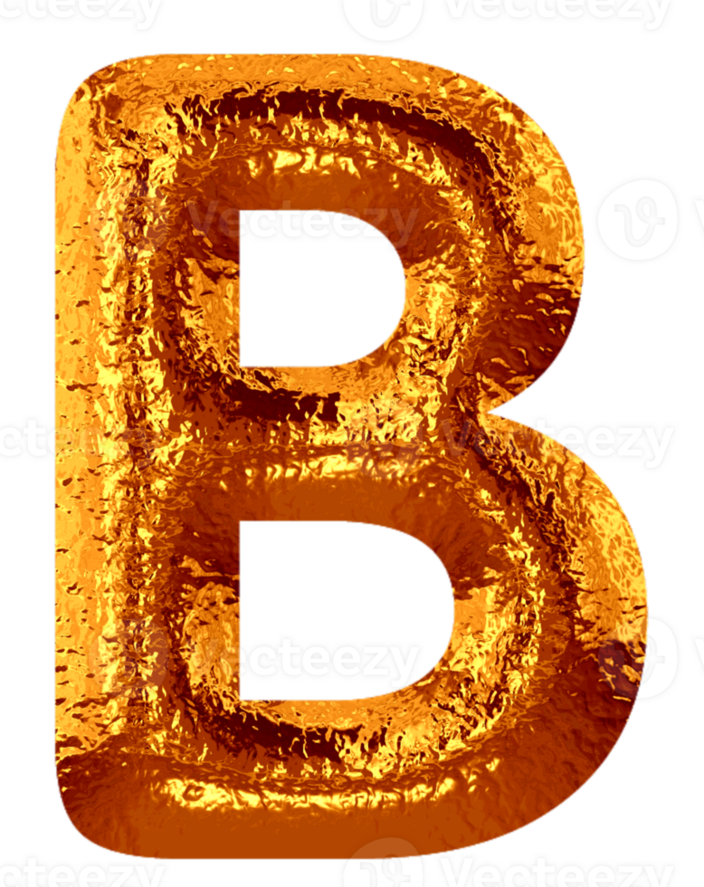 Golden metallic alphabet png