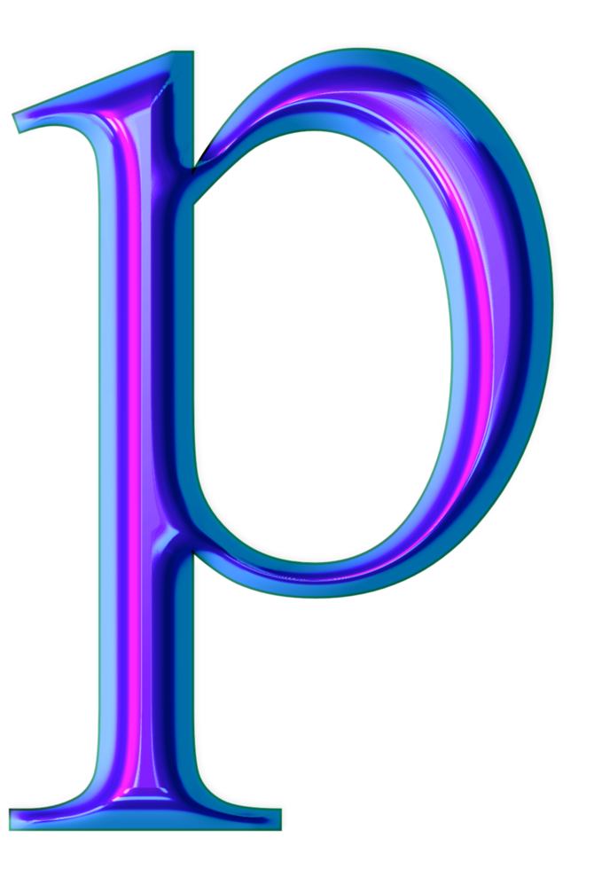 Blue iridescent alphabet png