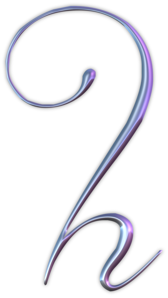 Iridescent curly alphabet png