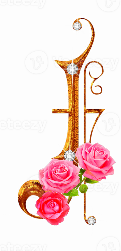 Golden roses diamond alphabet png
