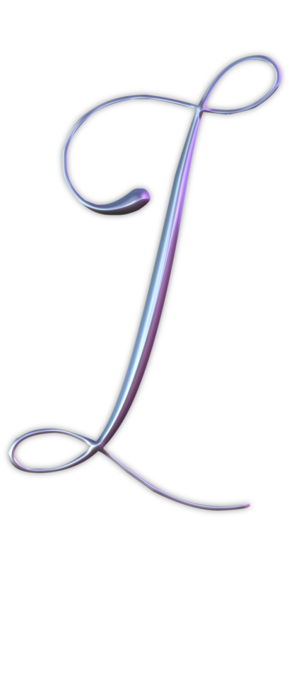 Iridescent curly alphabet png