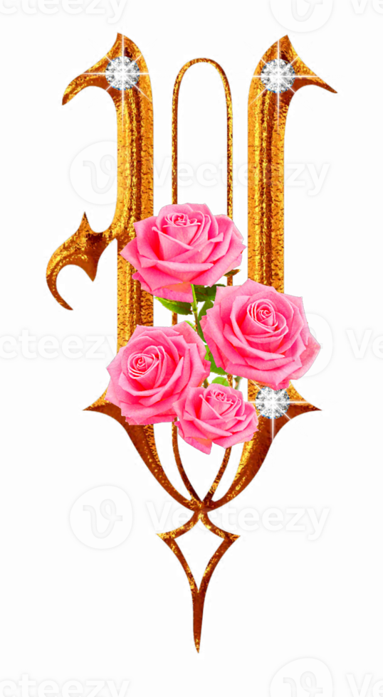 Golden roses diamond alphabet png