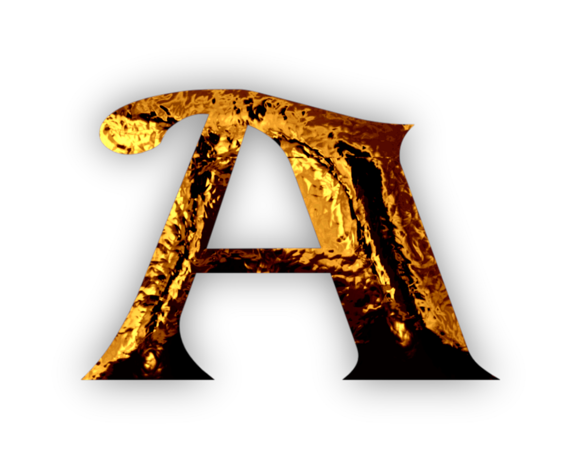 Golden letters and numbers png