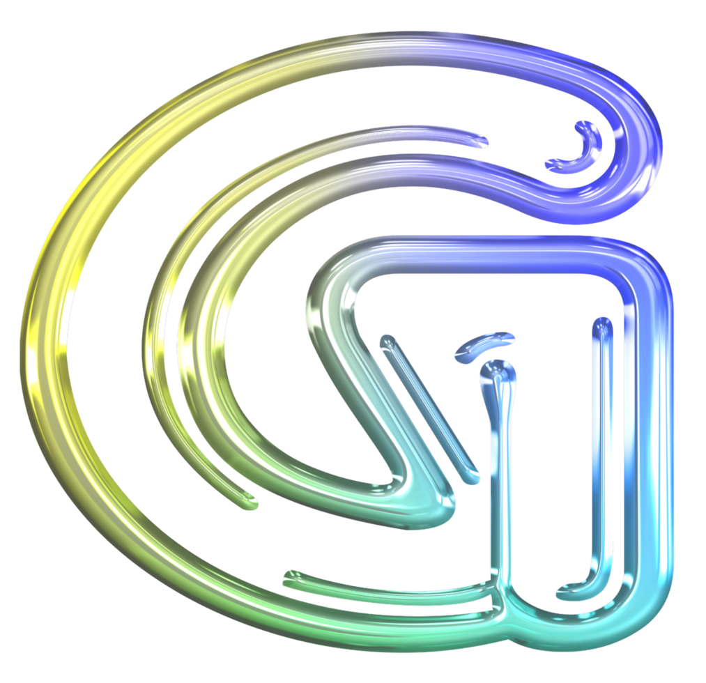 Glossy gradient neon alphabet png