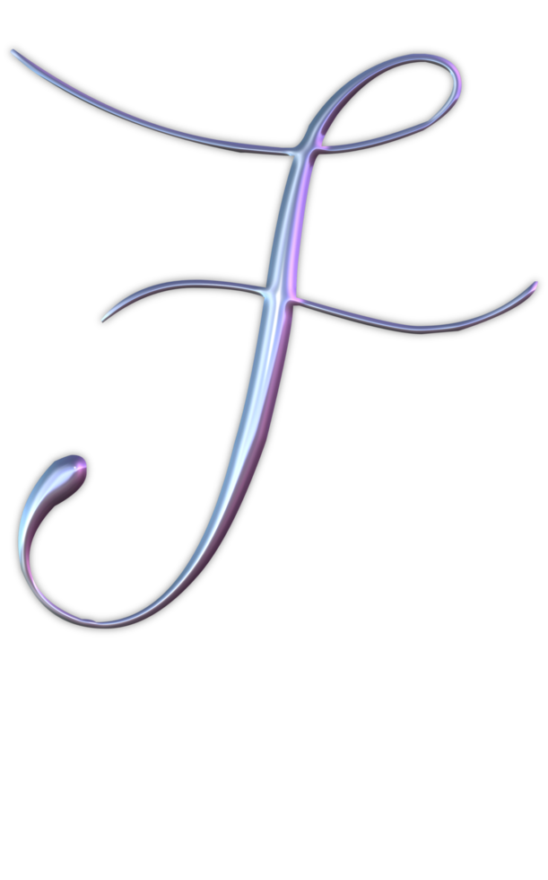 Iridescent curly alphabet png