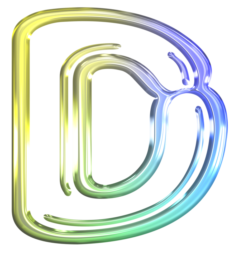 Glossy gradient neon alphabet png