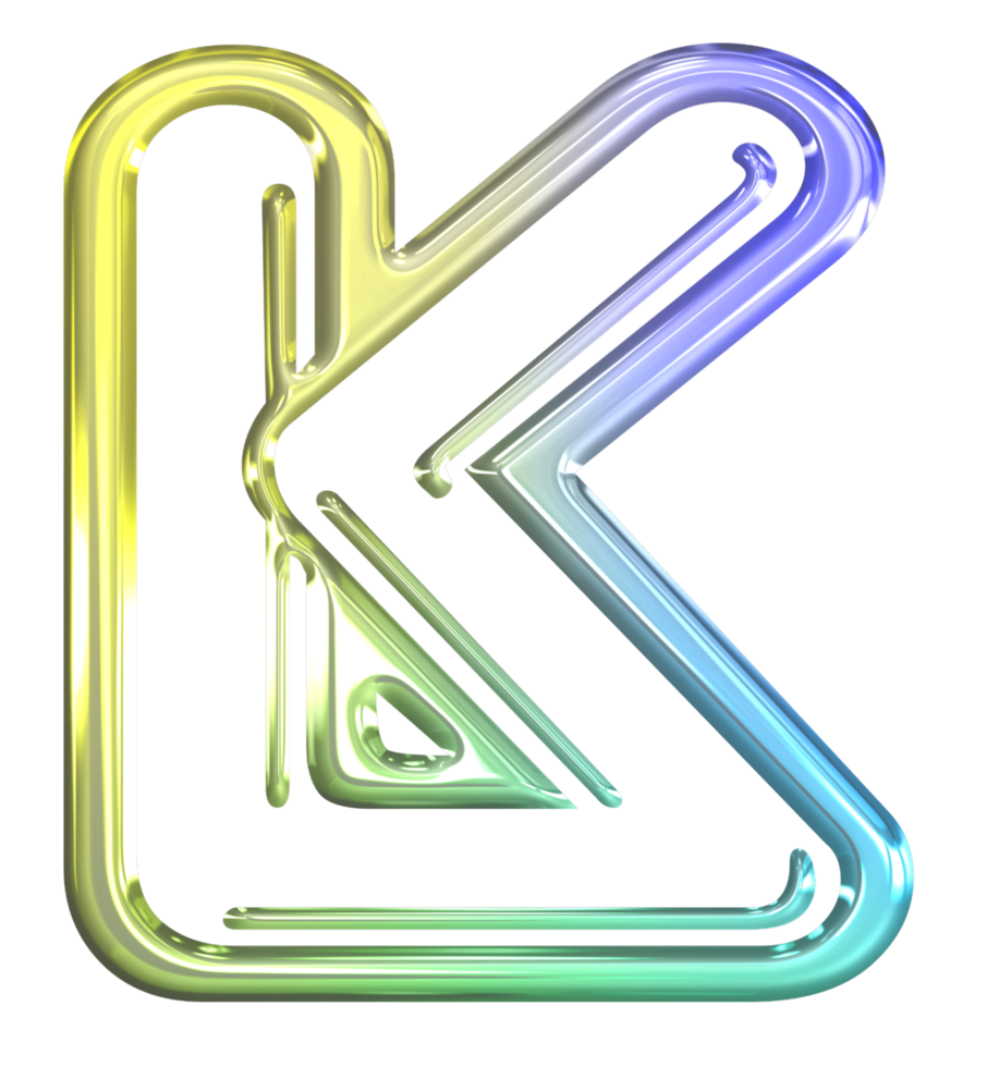 Glossy gradient neon alphabet png