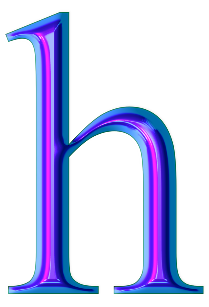 Blue iridescent alphabet png