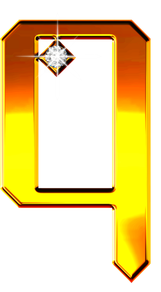 Golden gradient jewel alphabet png