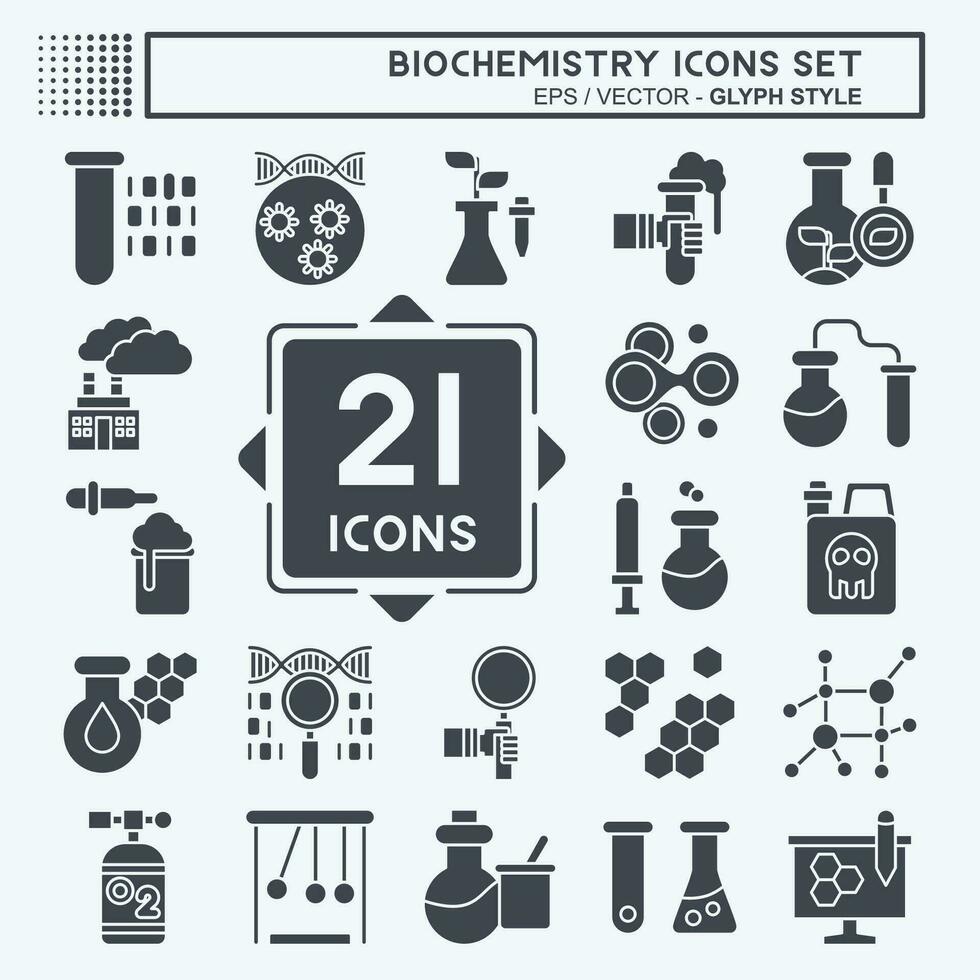 Icon Set Biochemistry. related to Chemistry symbol. glyph style. simple design editable. simple illustration vector