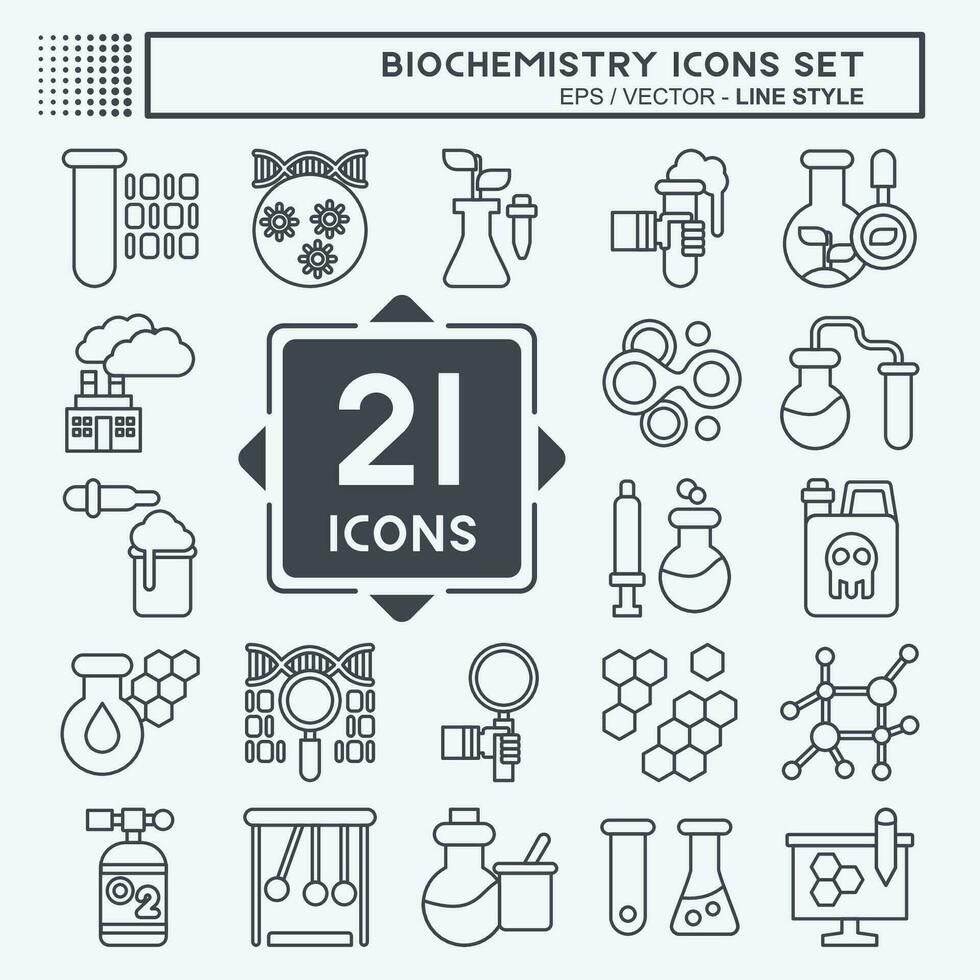 Icon Set Biochemistry. related to Chemistry symbol. line style. simple design editable. simple illustration vector