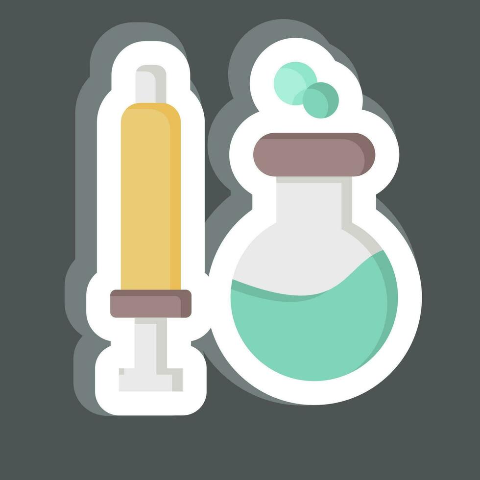 Sticker Chemical Syringes. related to Biochemistry symbol. simple design editable. simple illustration vector