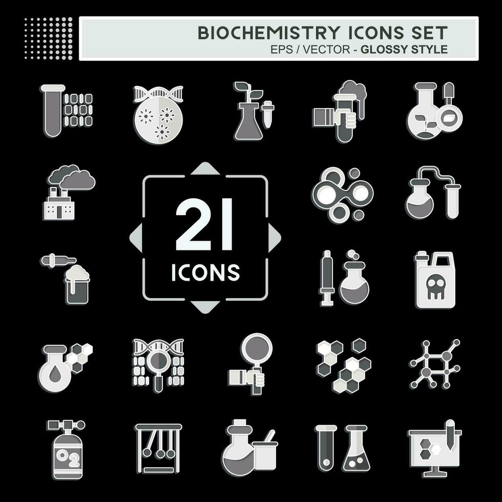 Icon Set Biochemistry. related to Chemistry symbol. glossy style. simple design editable. simple illustration vector