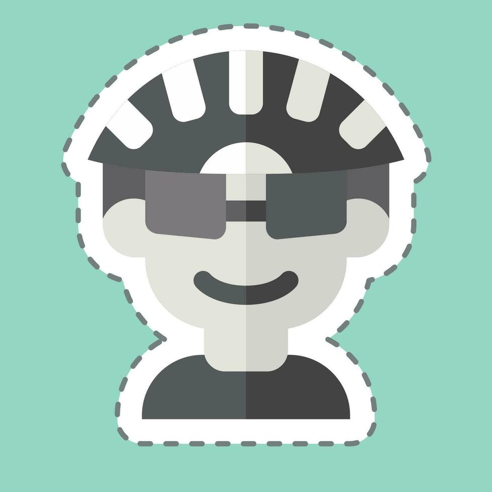 Sticker line cut Cyclist related to Bicycle symbol. simple design editable. simple illustration vector