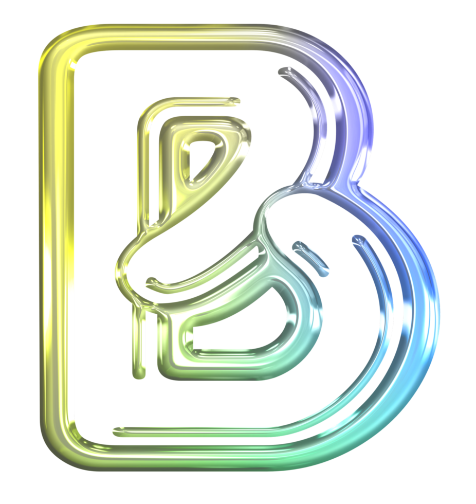 Glossy gradient neon alphabet png