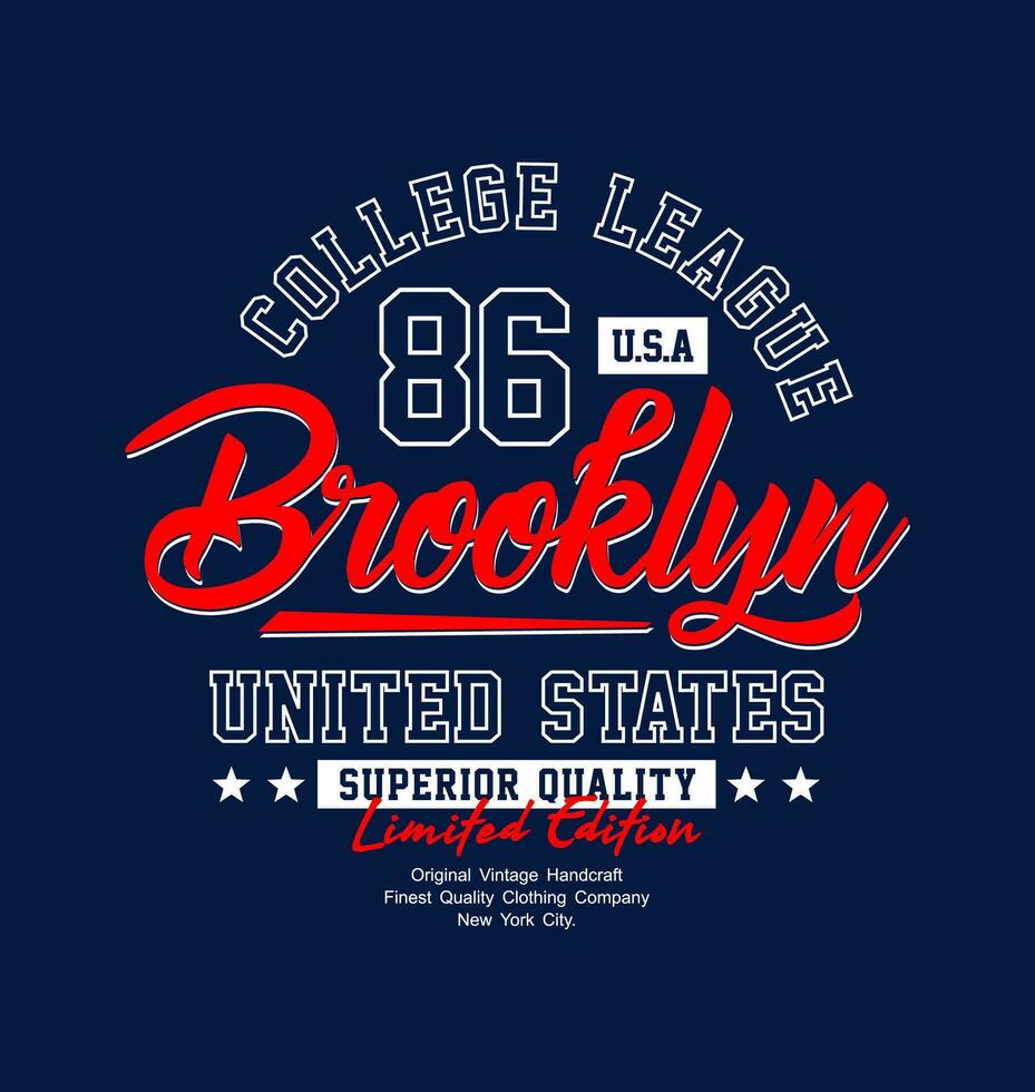 Brooklyn college typography, for print on t shirts etc. vector