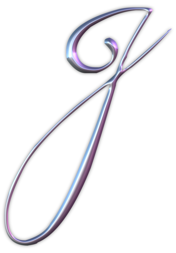 Iridescent curly alphabet png
