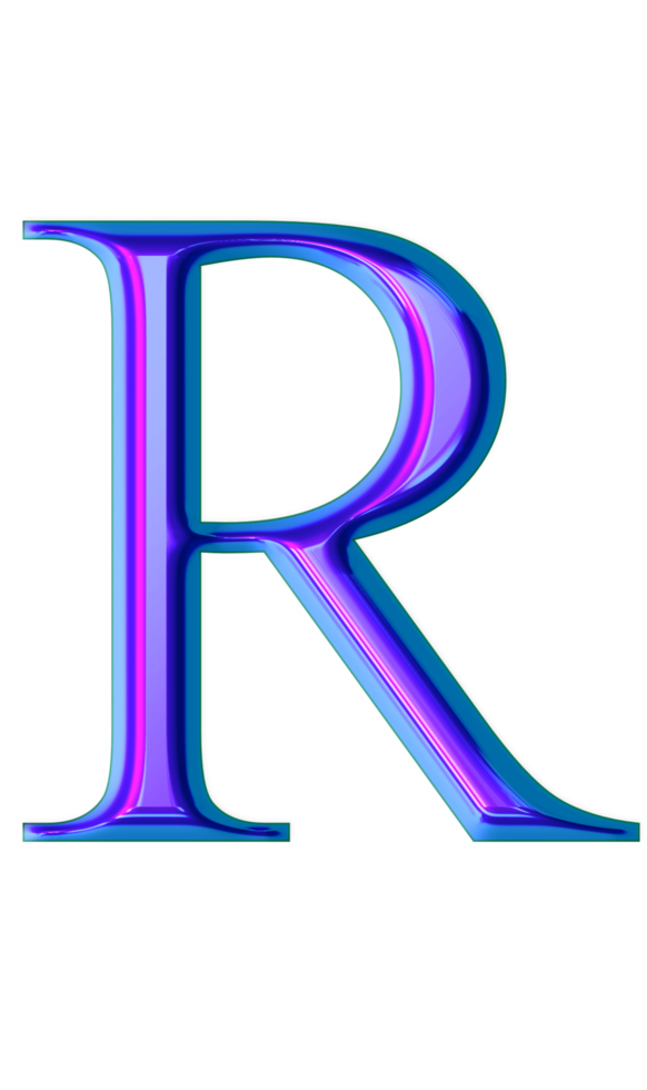 Blue iridescent alphabet png