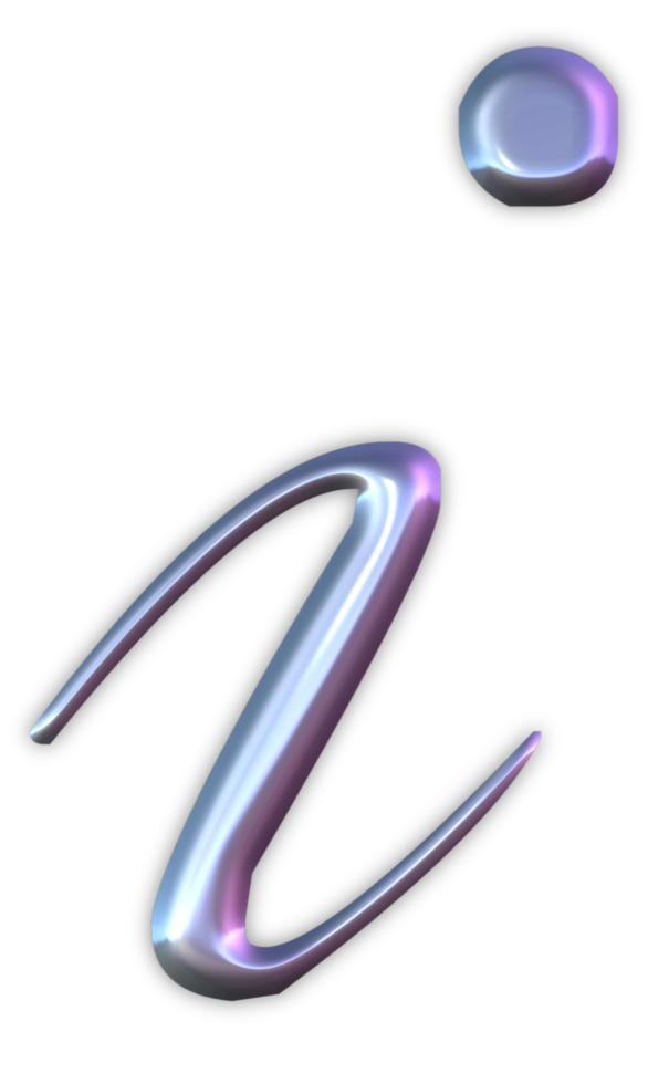 Iridescent curly alphabet png