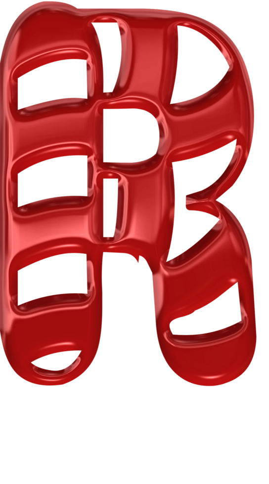 Red glossy candy cane alphabet png