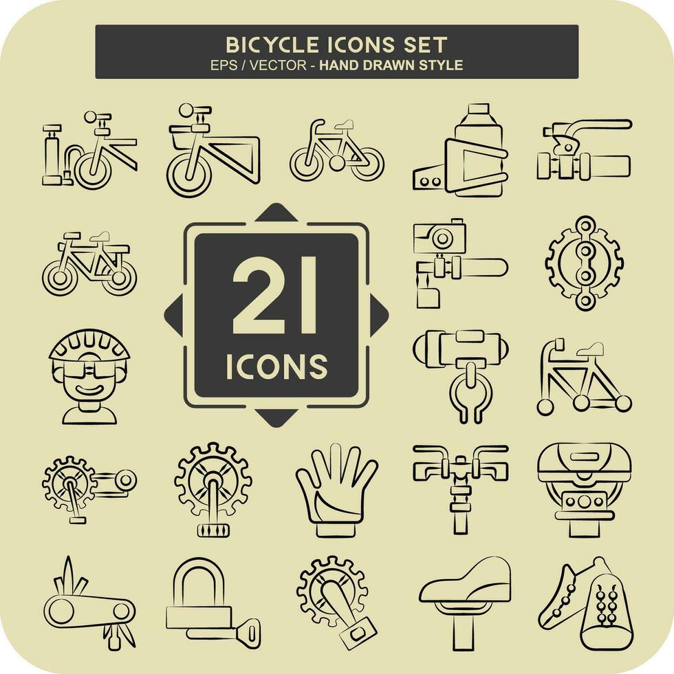 icono conjunto bicicleta relacionado a pasatiempo símbolo. mano dibujado estilo. sencillo diseño editable. sencillo ilustración vector