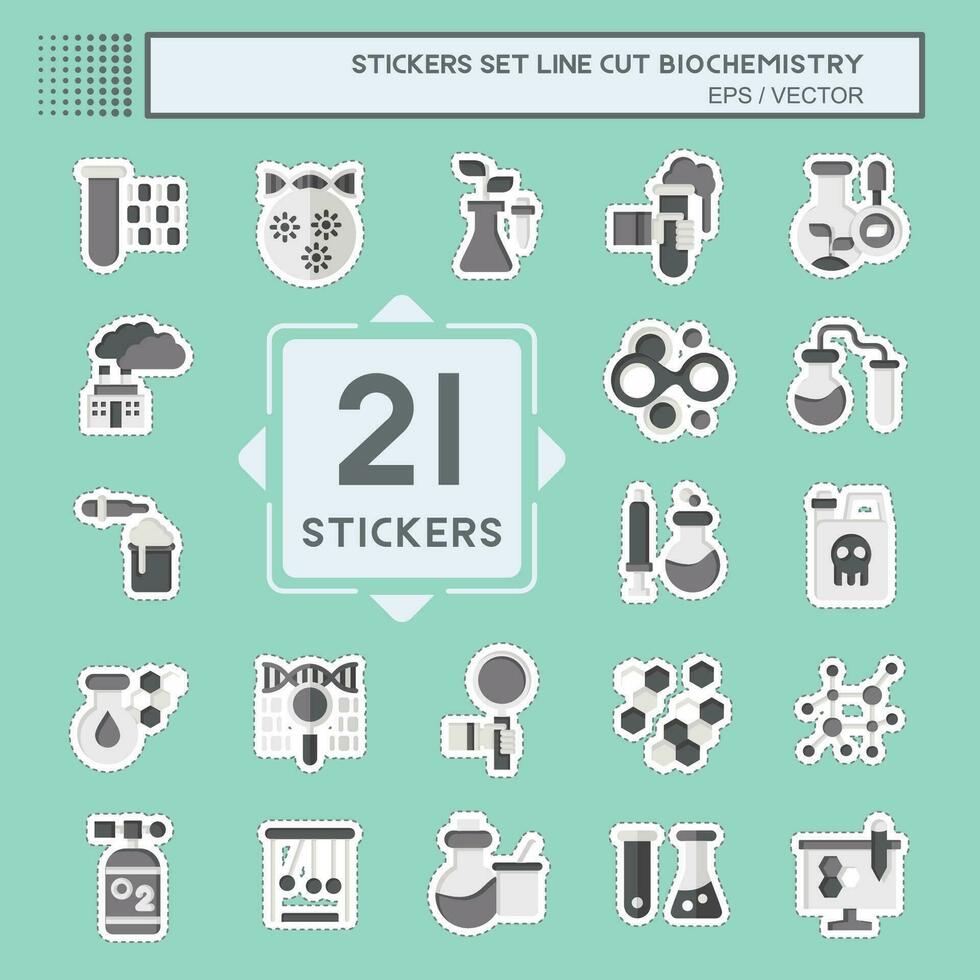 Sticker line cut Set Biochemistry. related to Chemistry symbol. simple design editable. simple illustration vector