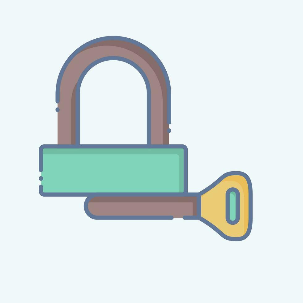 Icon Padlock related to Bicycle symbol. doodle style. simple design editable. simple illustration vector