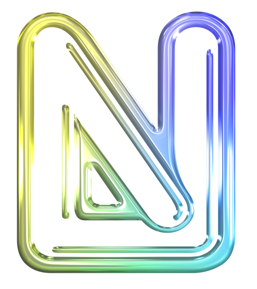 Glossy gradient neon alphabet png