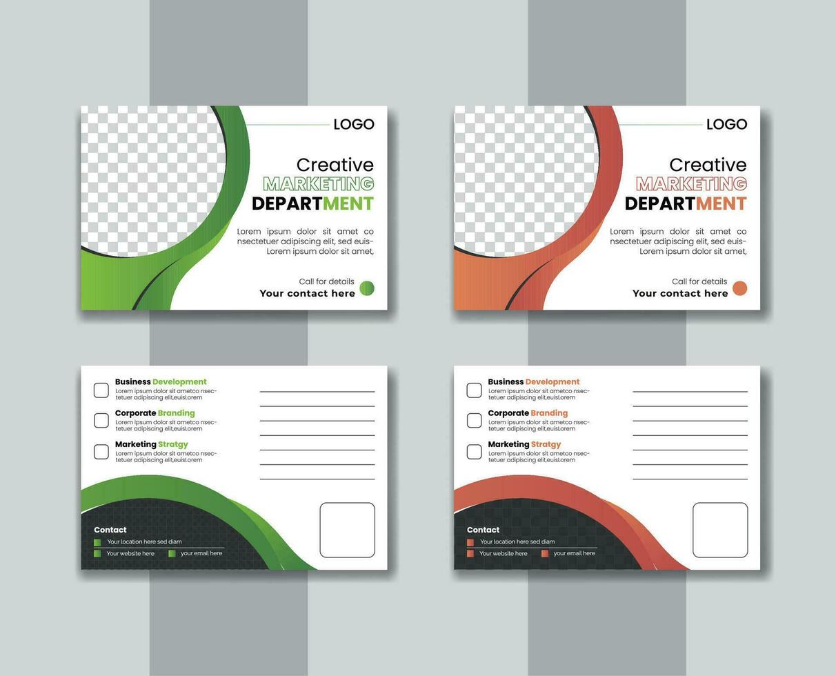 Professional abstract minimal corporate Post card design for marketing agency, postcard template, post card, postcard layout. Postcards design template, vector eps cc