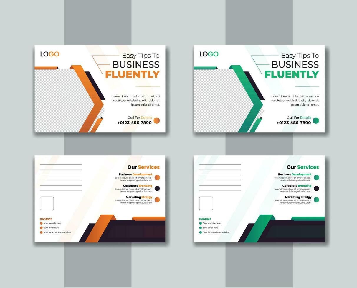 Clean and modern business post card design template with rectangle shape, amazing and modern postcard design, agent post card design with modern creative template vector