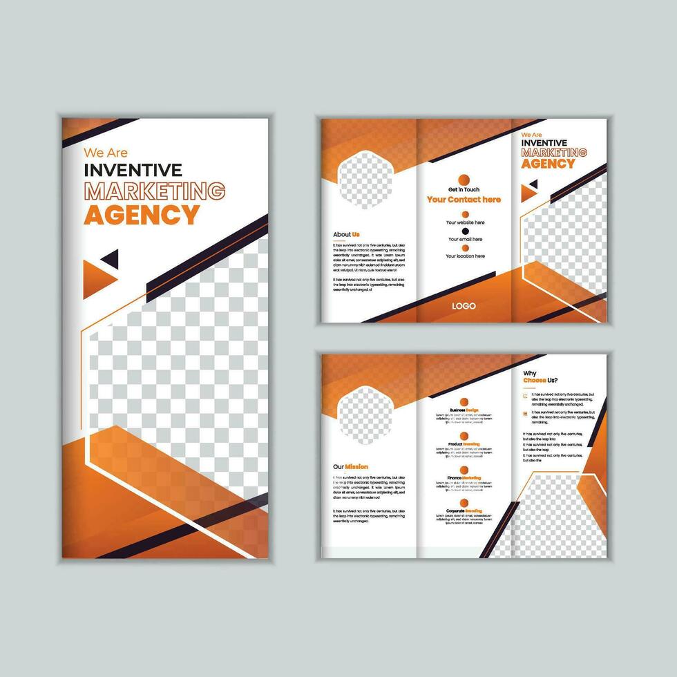 Professional Modern and creative Tri-fold vector brochure design template, Trifold Brochure Design Layout, Corporate Design Leaflet with replicable image, creative tri-fold, trend brochure