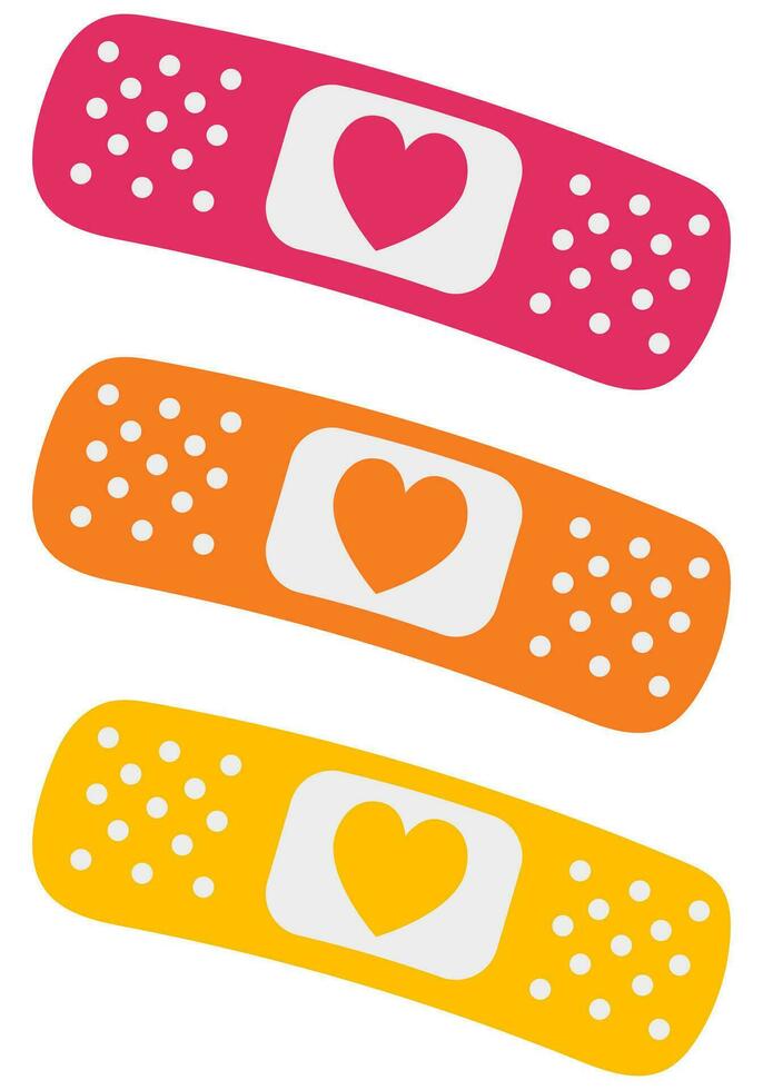 Set adhesive plaster bandage elastic medical tape drawing doodle icon flat vector design.