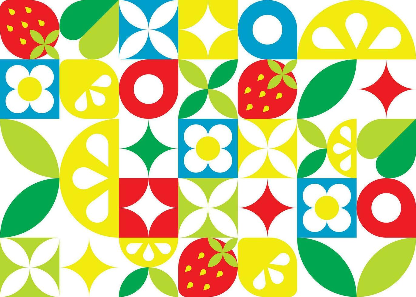 verano sin costura modelo de sencillo formas con fresas y limón rebanadas vector resumen ilustración con fruta. mosaico diseño