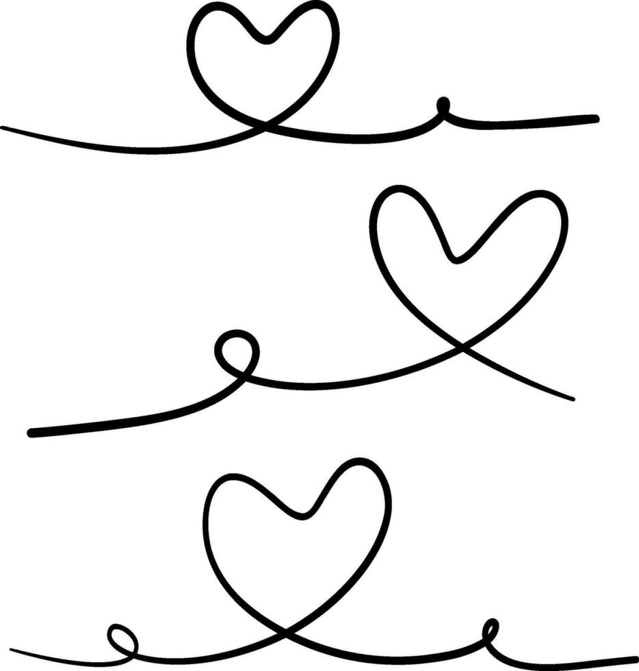 Hand drawn line heart on white background. Isolated vector