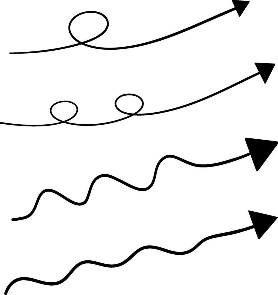 Hand drawn line arrows on white background. Isolated. vector