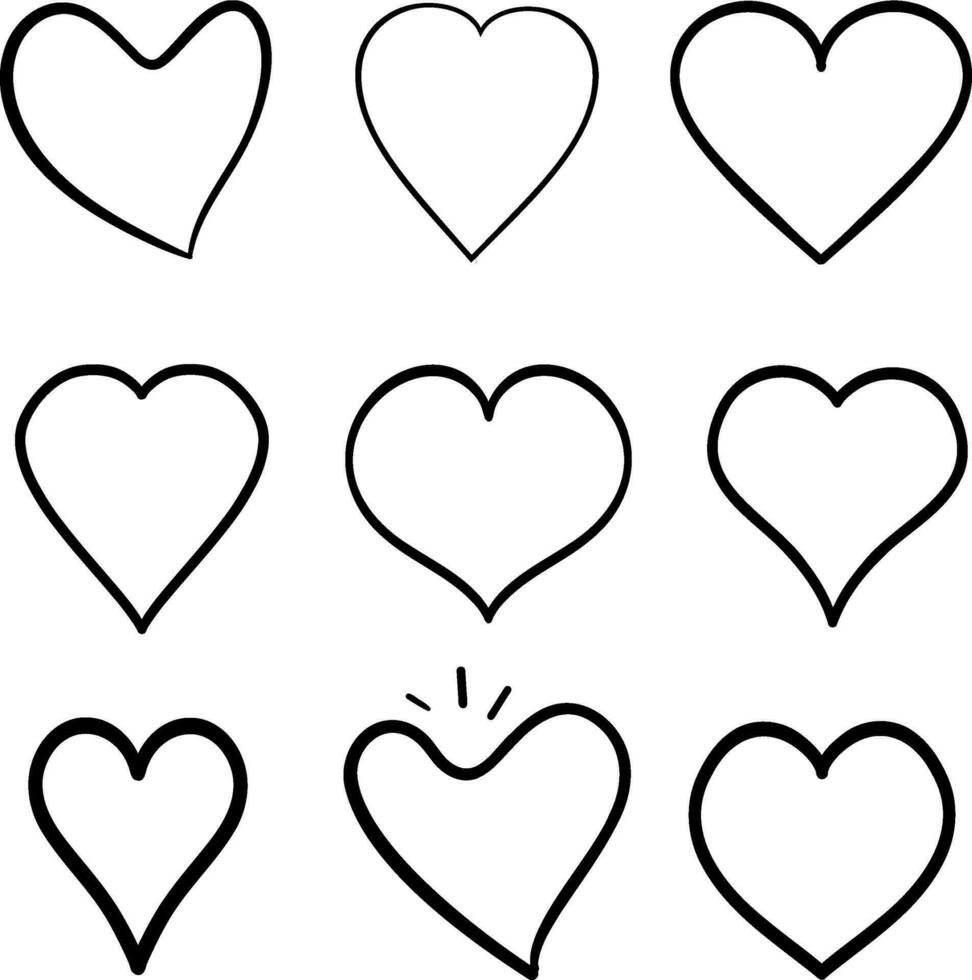 Hand drawn line heart on white background. Isolated vector