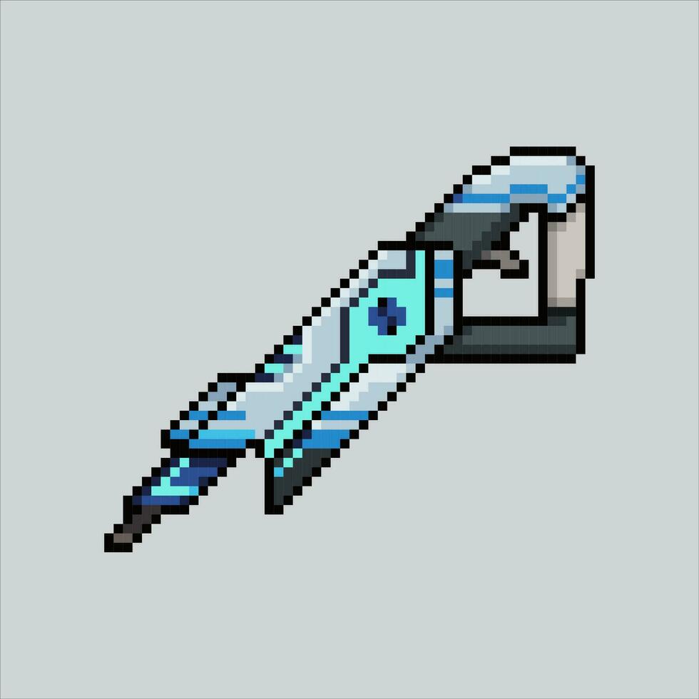 píxel Arte pistola haz. pixelado futurista pistola. futurista extraterrestre haz arma íconos antecedentes pixelado para el píxel Arte juego y icono para sitio web y vídeo juego. antiguo colegio retro vector