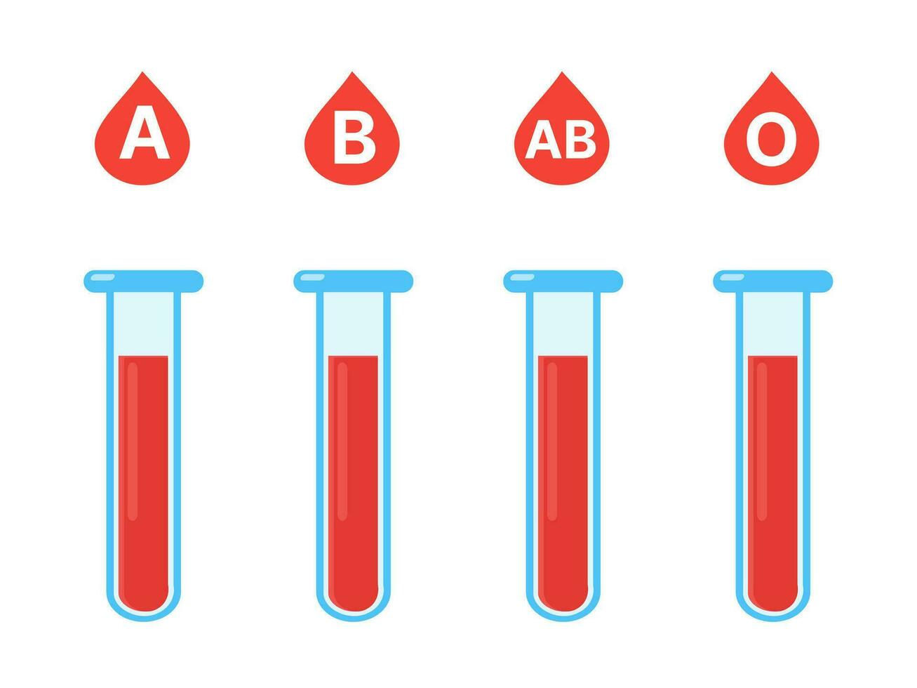 Blood test tube icons set with red liquid. Vector illustration flat design style.