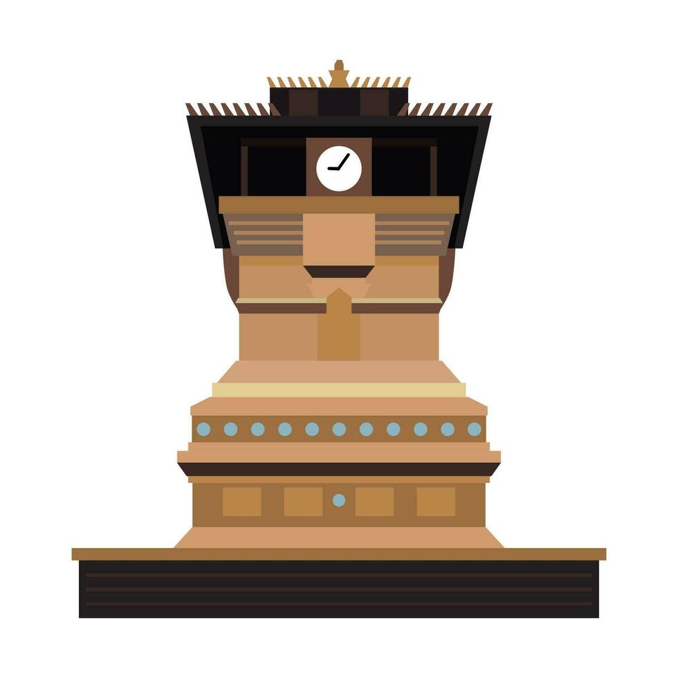 Menara Kudus vector illustration. A tower with a clock on top of it. Religion and culture theme. Isolated design. Vector illustration